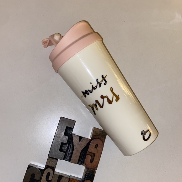 ♠️KATE SPADE NEW YORK “Miss to Mrs.” 💍 Coffee/aTea Tumbler - Picture 3 of 8